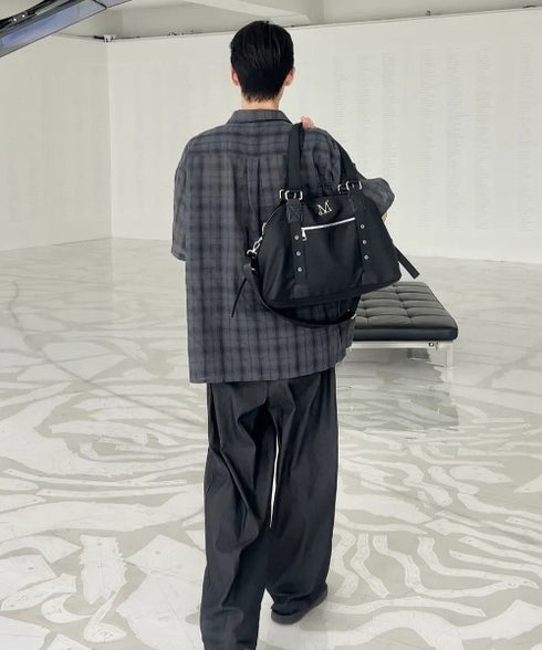 MUCENT(ムセント)/2WAY 軽量 ショルダーバッグ トートバッグ/DOHO METAL LOGO PUNCHING EYELET TOTE BAG | AT1253031 | ブラック