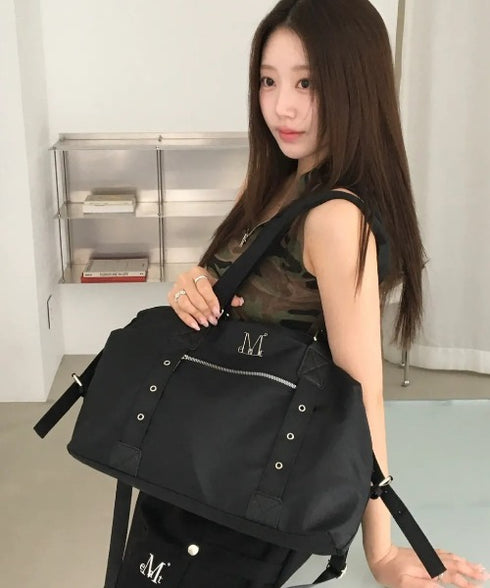MUCENT(ムセント)/2WAY 軽量 ショルダーバッグ トートバッグ/DOHO METAL LOGO PUNCHING EYELET TOTE BAG | AT1253031 | ブラック