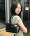 MUCENT(ムセント)/軽量 コンパクト ショルダー ハンドバッグ/MORIN METAL LOGO COMPACT SHOULDER BAG | AT1253032 | ブラック