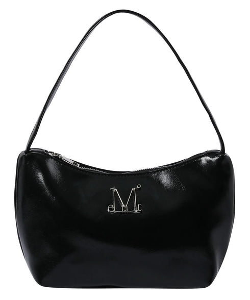 MUCENT(ムセント)/軽量 コンパクト ショルダー ハンドバッグ/MORIN METAL LOGO COMPACT SHOULDER BAG | AT1253032 | ブラック