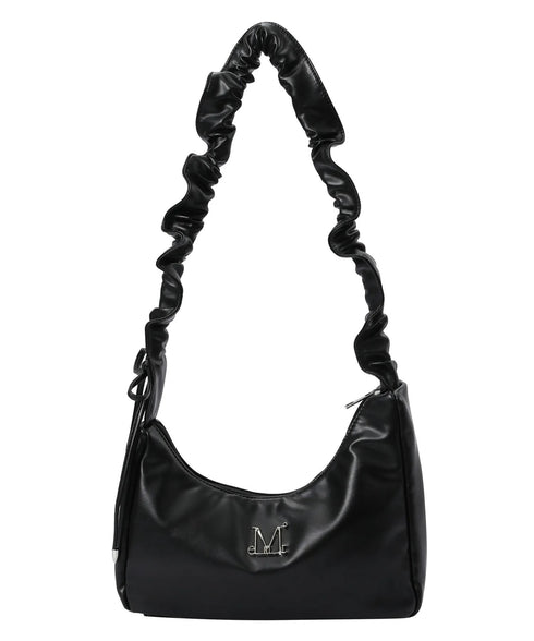 MUCENT(ムセント)/軽量 シャーリング クロス ショルダーバッグ/ROUSSEL METAL LOGO SHIRRING CROSS BAG | AT1253033 | ブラック