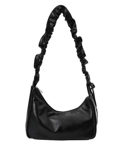 MUCENT(ムセント)/軽量 シャーリング クロス ショルダーバッグ/ROUSSEL METAL LOGO SHIRRING CROSS BAG | AT1253033 | ブラック