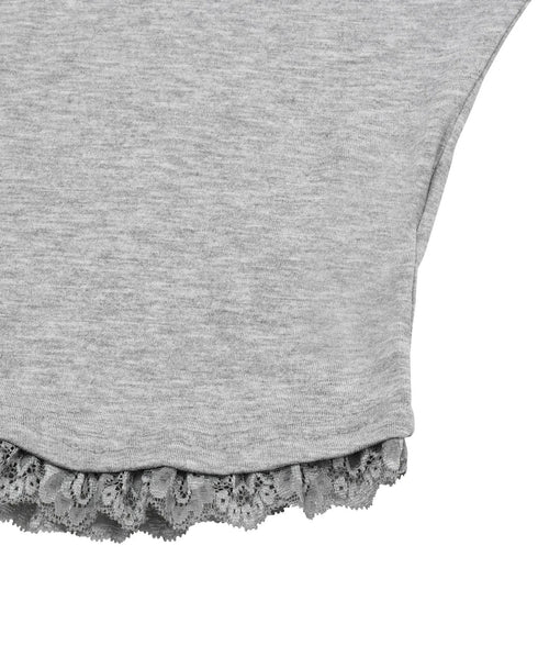 MUCENT(ムセント)/Vネック クロップド 半袖 Tシャツ/SUNNIOR LACE V-NECK HALF T | AT2253034 | グレー