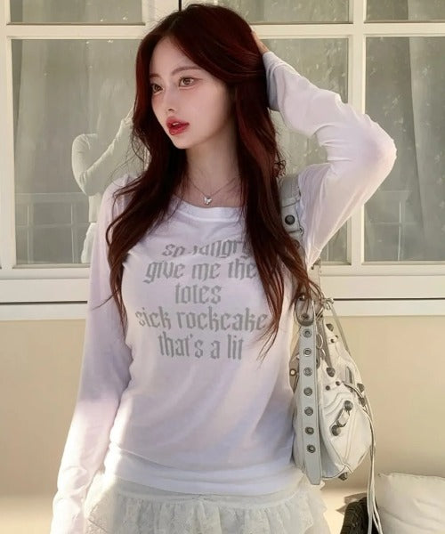 ROCKCAKE(ロックケーキ)/シアー ロゴ ラウンドネック トップス/Funk Mesh Top | AT2253035 | アイボリー