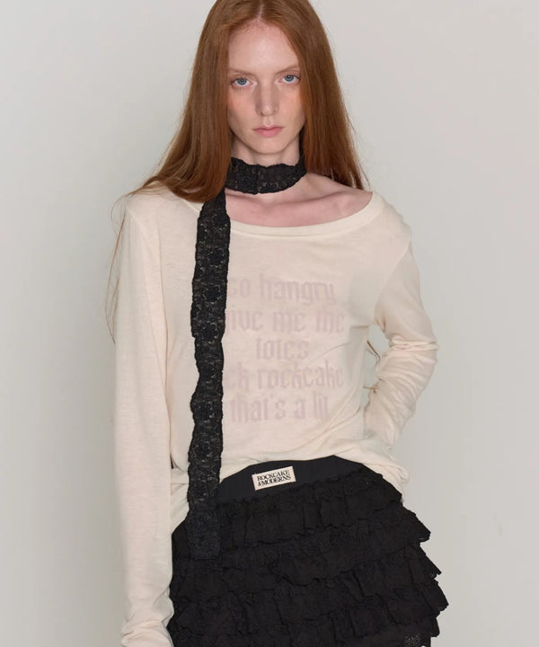 ROCKCAKE(ロックケーキ)/シアー ロゴ ラウンドネック トップス/Funk Mesh Top | AT2253035 | クリーム