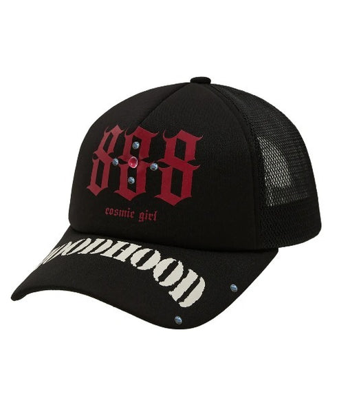 HOODHOOD(フッドフッド)/スタッズ メッシュ トラッカーキャップ 帽子/888 Mesh Trucker Cap | AT5253036 | ブラック