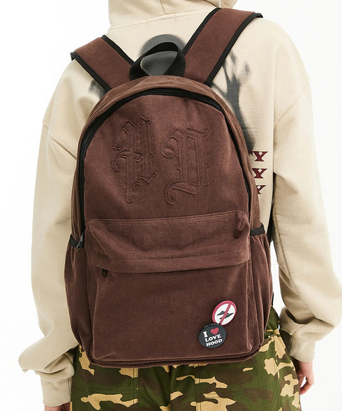 HOODHOOD(フッドフッド)/A4対応 アップリケ バックパック リュック/HD Logo Applique Backpack | AT1253037 | ブラウン