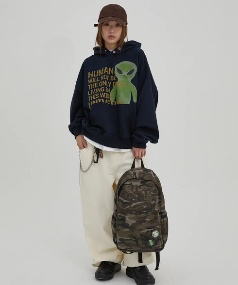 HOODHOOD(フッドフッド)/A4対応 アップリケ バックパック リュック/HD Logo Applique Backpack | AT1253037 | グリーン系カモフラージュ