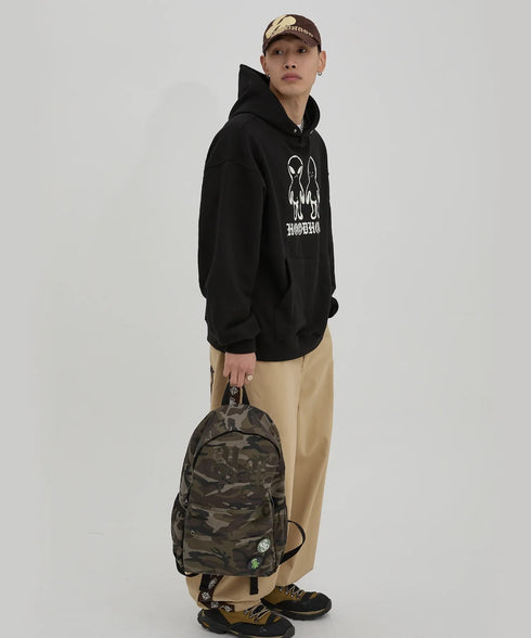 HOODHOOD(フッドフッド)/A4対応 アップリケ バックパック リュック/HD Logo Applique Backpack | AT1253037 | グリーン系カモフラージュ