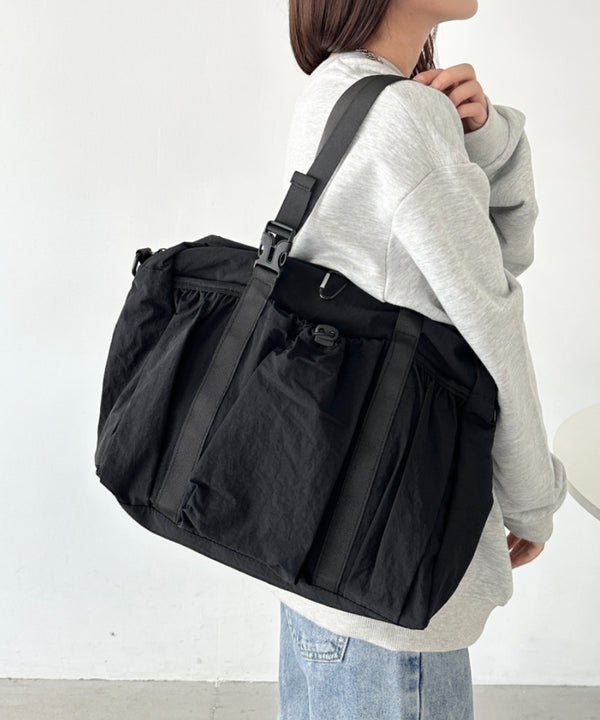 【A4サイズ対応】2WAYギャザーポケットショルダーバッグ | CL1256014 | ブラック