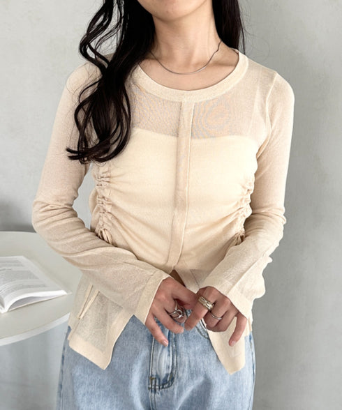 サイドシャーリングドロストシアートップス | CL2253010 | ベージュ