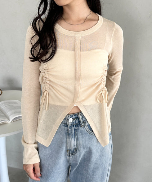 サイドシャーリングドロストシアートップス | CL2253010 | ベージュ