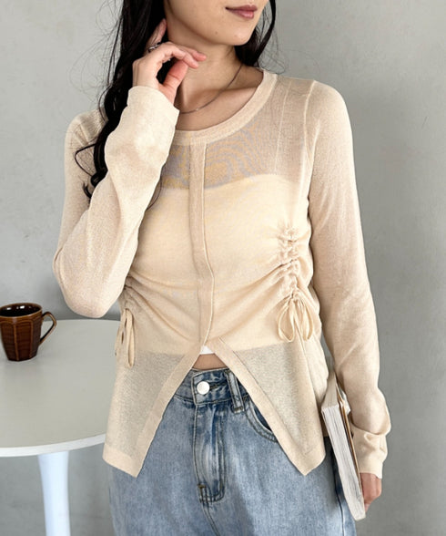 サイドシャーリングドロストシアートップス | CL2253010 | ベージュ