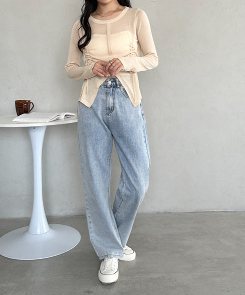 サイドシャーリングドロストシアートップス | CL2253010 | ベージュ