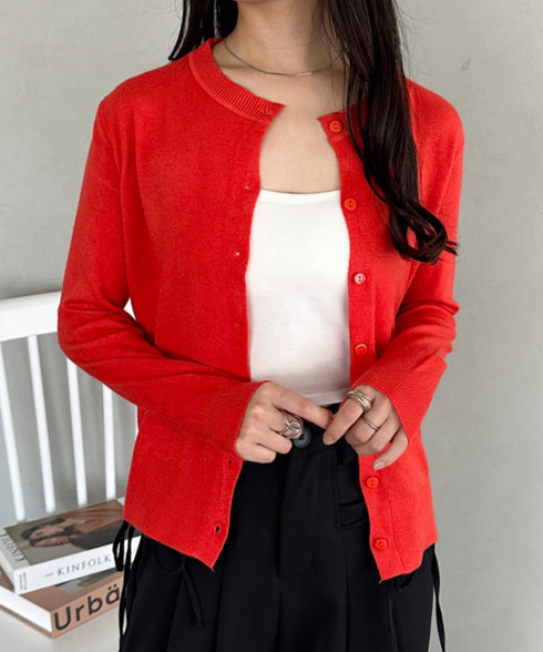 クルーネックベーシックニットカーディガン | CL2253013 | オレンジ