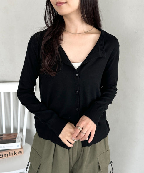 クルーネックベーシックニットカーディガン | CL2253013 | ブラック