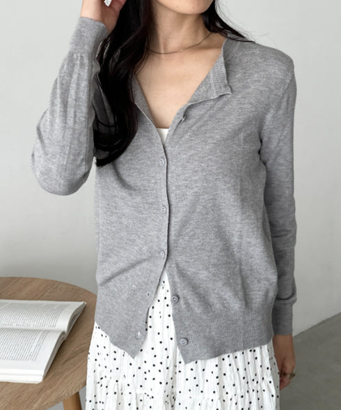 クルーネックベーシックニットカーディガン | CL2253013 | ライトグレー