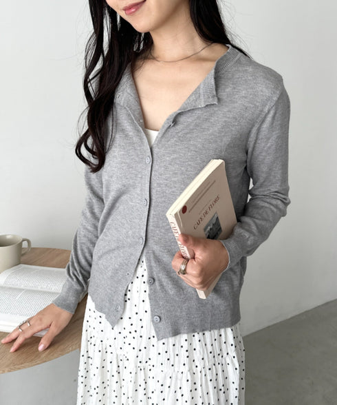 クルーネックベーシックニットカーディガン | CL2253013 | ライトグレー