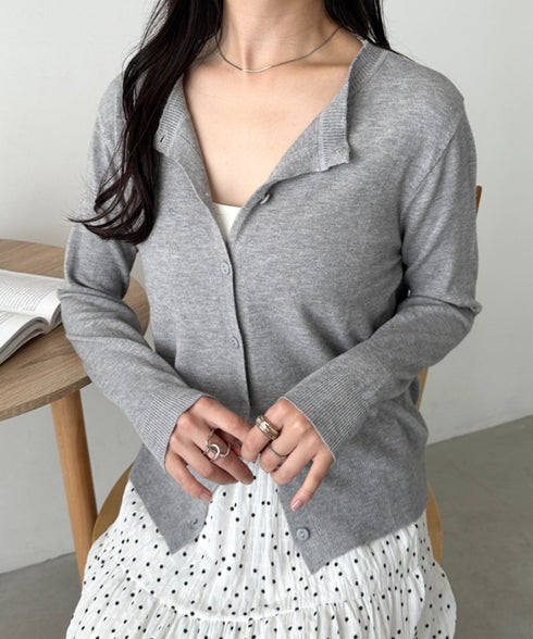 クルーネックベーシックニットカーディガン | CL2253013 | ライトグレー