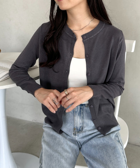 クルーネックベーシックニットカーディガン | CL2253013 | グレー