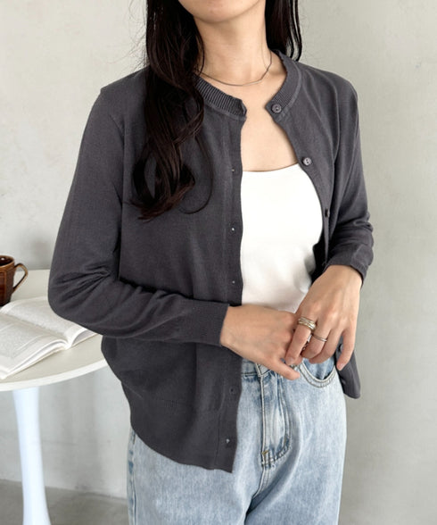 クルーネックベーシックニットカーディガン | CL2253013 | グレー