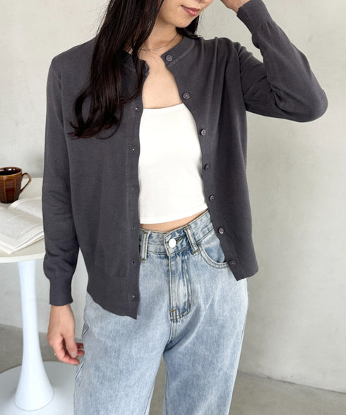 クルーネックベーシックニットカーディガン | CL2253013 | グレー