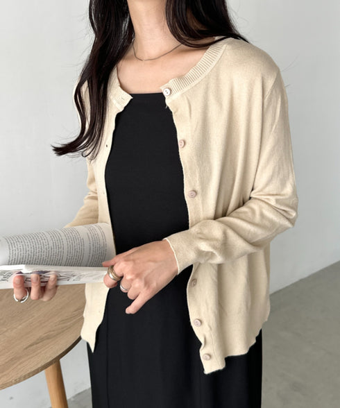 クルーネックベーシックニットカーディガン | CL2253013 | ベージュ