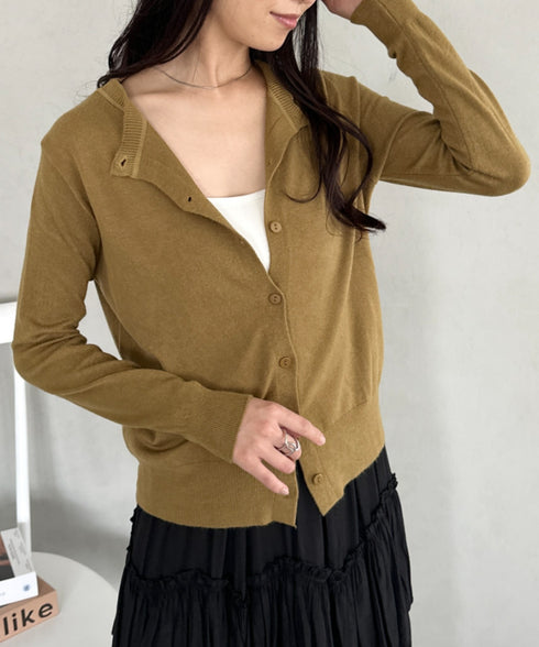 クルーネックベーシックニットカーディガン | CL2253013 | マスタード