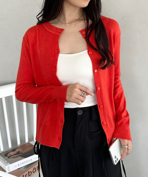 クルーネックベーシックニットカーディガン | CL2253013 | オレンジ