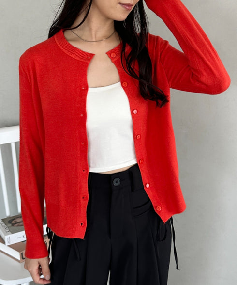 クルーネックベーシックニットカーディガン | CL2253013 | オレンジ