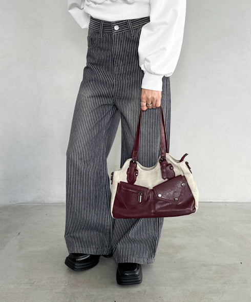 アウトポケットバイカラーショルダーバッグ | BA1256011 | レッド