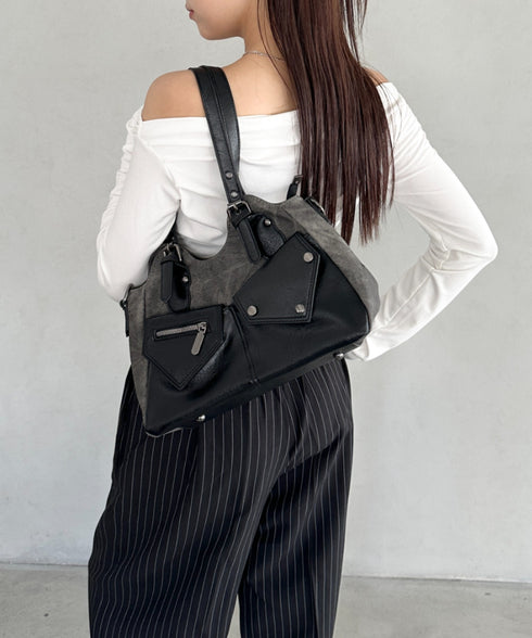 アウトポケットバイカラーショルダーバッグ | BA1256011 | ブラック