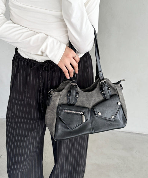 アウトポケットバイカラーショルダーバッグ | BA1256011 | ブラック