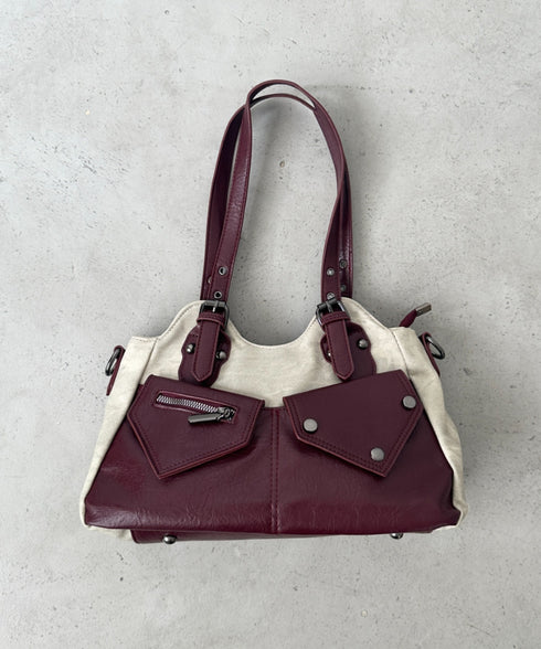 アウトポケットバイカラーショルダーバッグ | BA1256011 | レッド