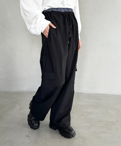 ダブルウエストナイロンカーゴパンツ | BA2253008 | ブラック