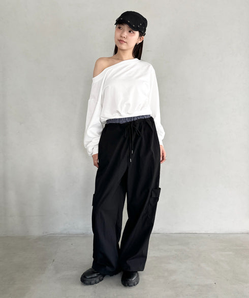 ダブルウエストナイロンカーゴパンツ | BA2253008 | ブラック
