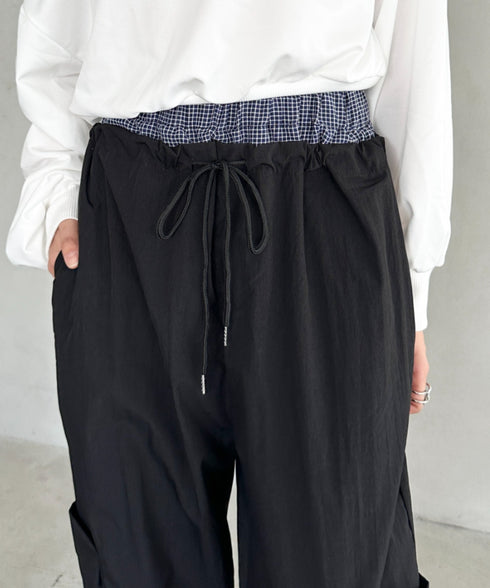 ダブルウエストナイロンカーゴパンツ | BA2253008 | ブラック