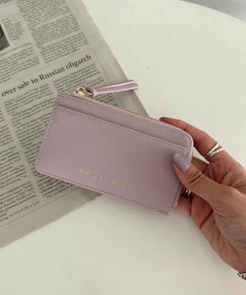 L字ファスナーPU薄型 シンプルデザイン カードケース/ミニ財布 | MD6253023 | パープル