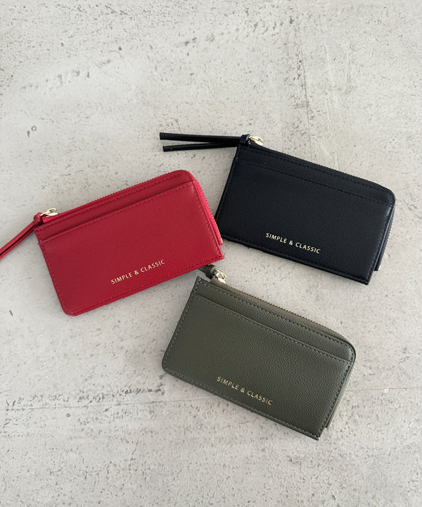 L字ファスナーPU薄型 シンプルデザイン カードケース/ミニ財布 | MD6253023 | レッド