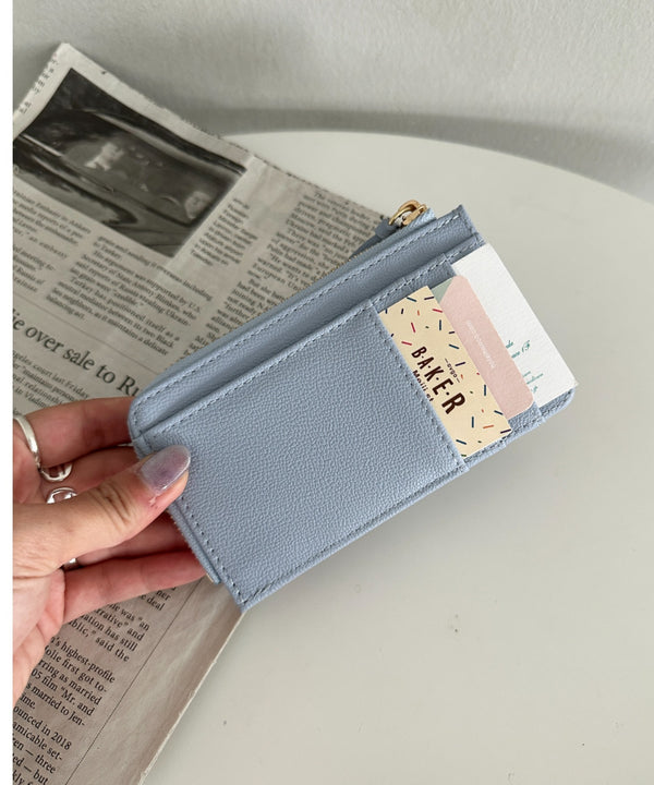 L字ファスナーPU薄型 シンプルデザイン カードケース/ミニ財布 | MD6253023 | ブルー