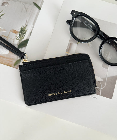 L字ファスナーPU薄型 シンプルデザイン カードケース/ミニ財布 | MD6253023 | ブラック