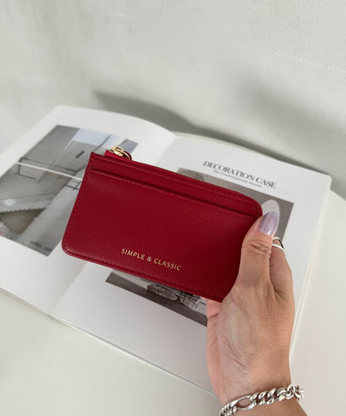 L字ファスナーPU薄型 シンプルデザイン カードケース/ミニ財布 | MD6253023 | レッド