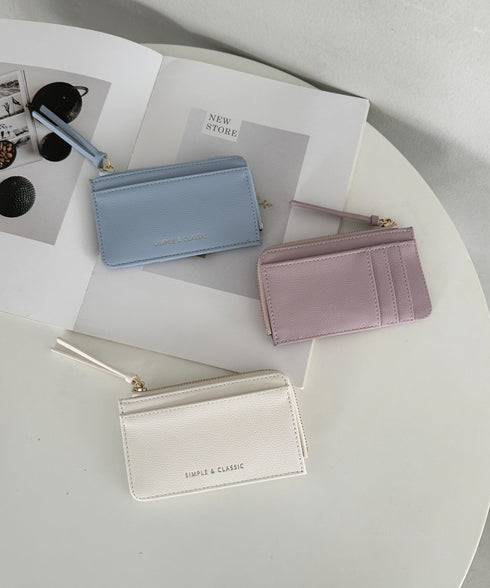 L字ファスナーPU薄型 シンプルデザイン カードケース/ミニ財布 | MD6253023 | パープル