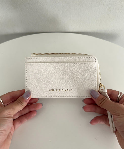 L字ファスナーPU薄型 シンプルデザイン カードケース/ミニ財布 | MD6253023 | アイボリー