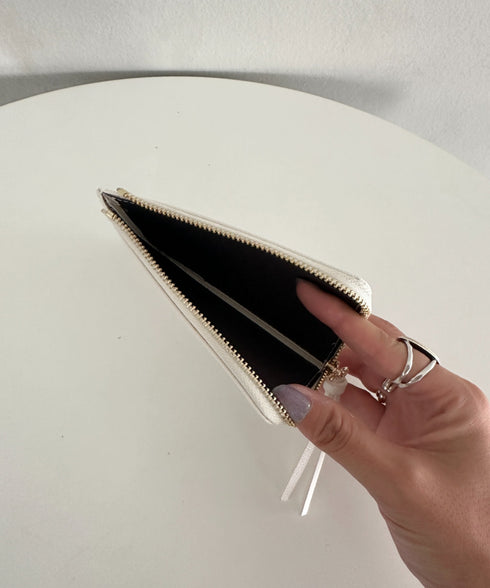 L字ファスナーPU薄型 シンプルデザイン カードケース/ミニ財布 | MD6253023 | アイボリー