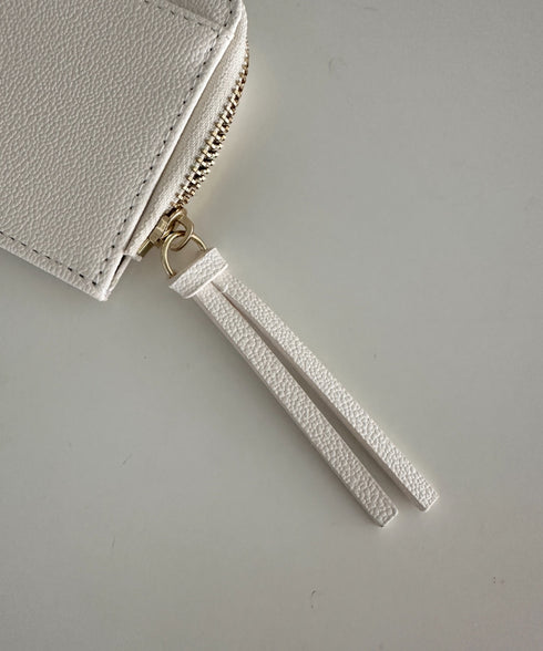 L字ファスナーPU薄型 シンプルデザイン カードケース/ミニ財布 | MD6253023 | アイボリー