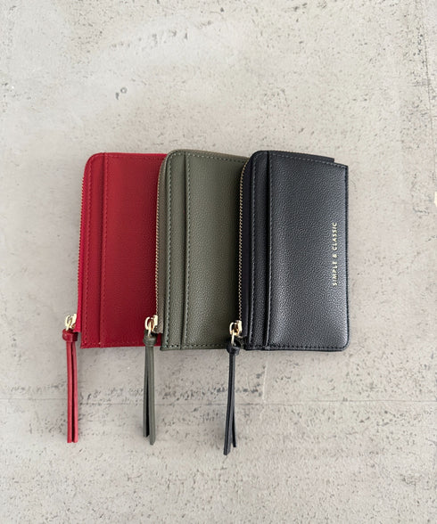 L字ファスナーPU薄型 シンプルデザイン カードケース/ミニ財布 | MD6253023 | レッド