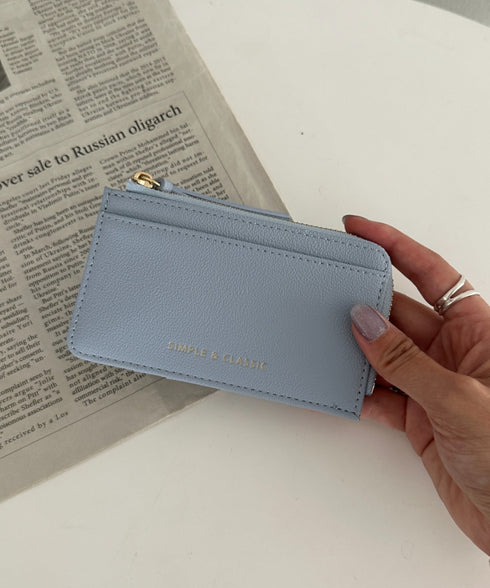 L字ファスナーPU薄型 シンプルデザイン カードケース/ミニ財布 | MD6253023 | ブルー