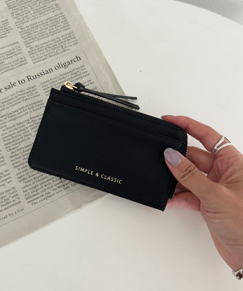 L字ファスナーPU薄型 シンプルデザイン カードケース/ミニ財布 | MD6253023 | ブラック