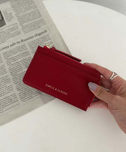 L字ファスナーPU薄型 シンプルデザイン カードケース/ミニ財布 | MD6253023 | レッド
